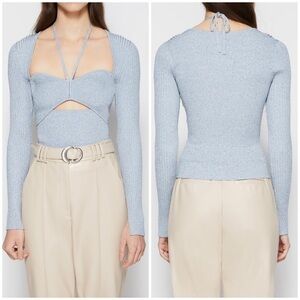 New Jonathan Simkhai Alexia Sweetheart Pullover Stretch Sweater Cut Out Sz L